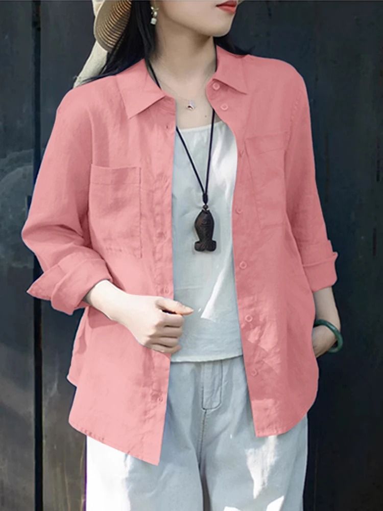 ZANZEA Womens Oversized Button Up Shirt Casual Long Sleeve Cotton Overshirt