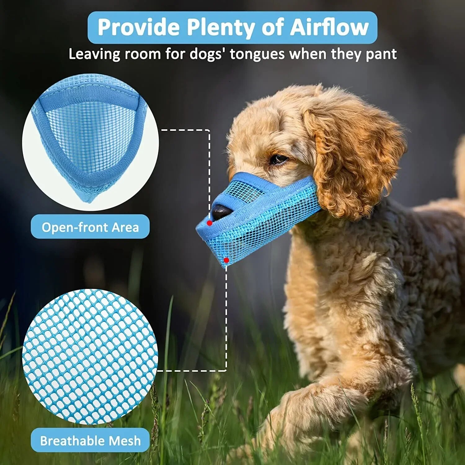Adjustable Breathable Pet Dog Muzzle: Anti-Bark & Bite Mesh Mouth Cover