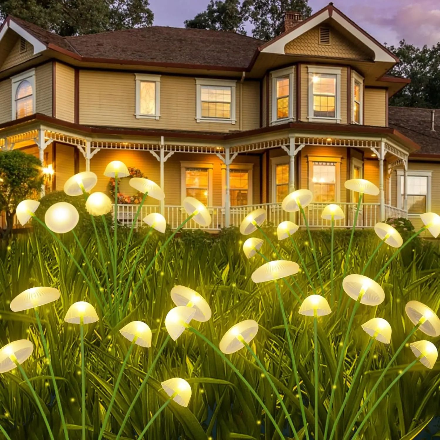 Solar Mushroom Garden Lights with Dual Lighting Modes – Waterproof LED Jellyfish Pathway Decor