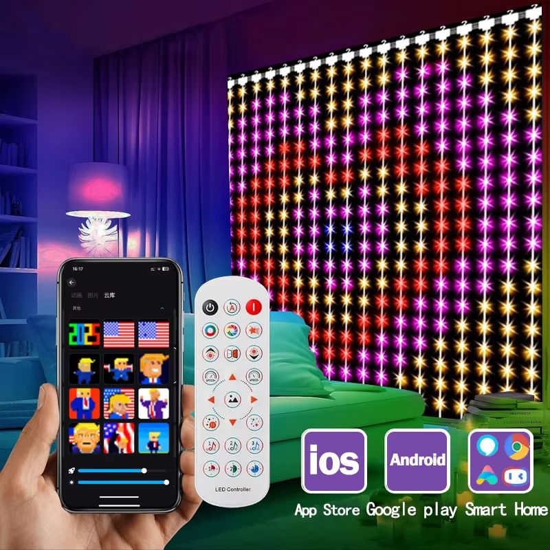 Smart LED Curtain Fairy Lights USB Powered with App and Remote Control