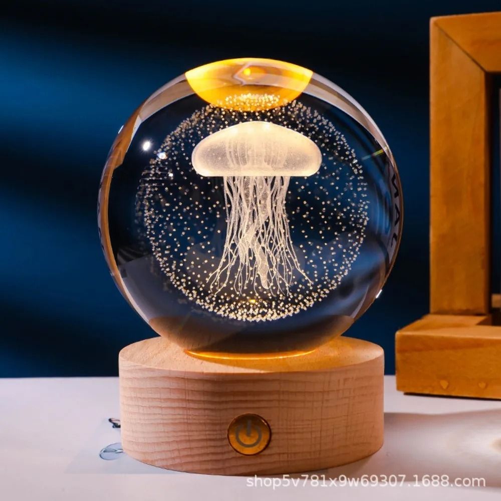 3D Laser Engraved Crystal Ball Night Light