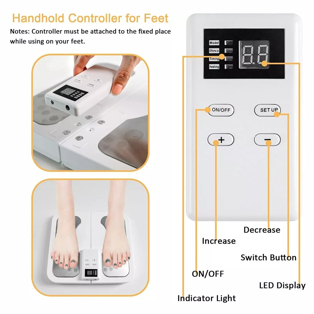 EMS TENS Foot & Leg Massager, Electric Pulse Heating Stimulator, Circulation Muscle Massage Device