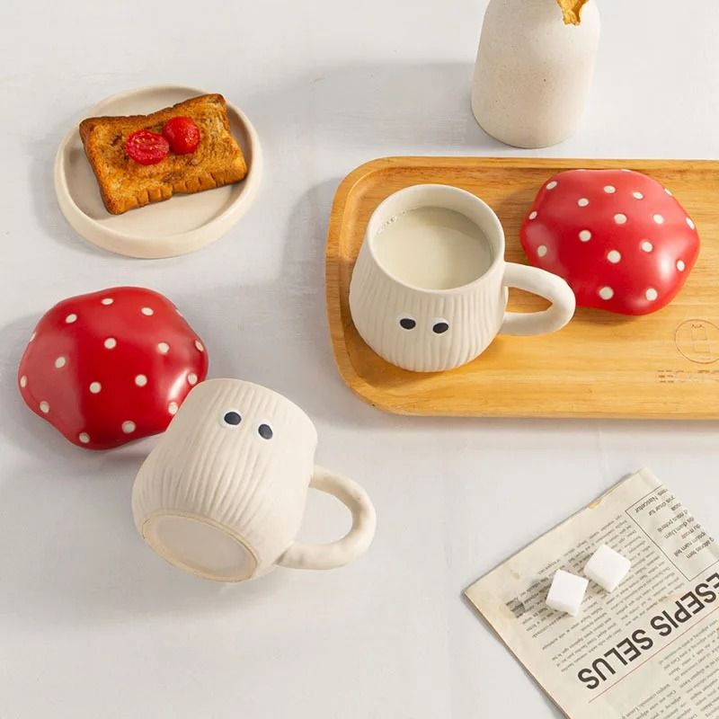 Creative Red Mushroom Ceramic Coffee Cup