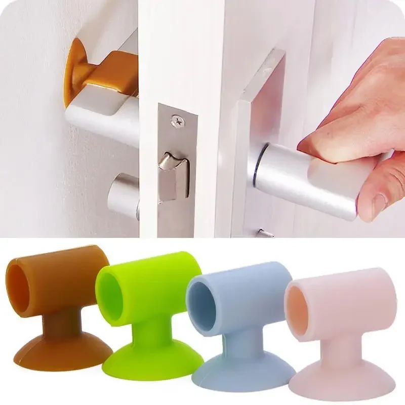 Silicone Door Handle Lock Protector – Anti-Collision Suction Cup Wall Silencer Pad