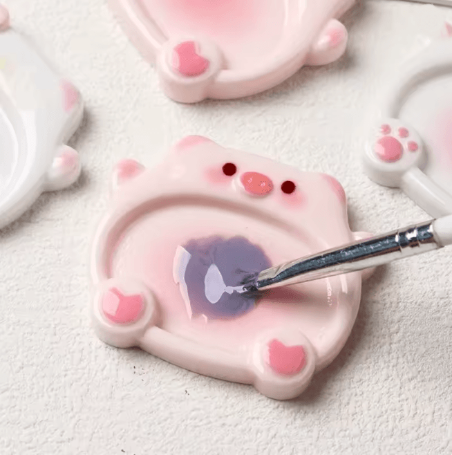 Cartoon Pig Nail Art Mixing Palette Set Gel Polish Color Boards 2 Piece