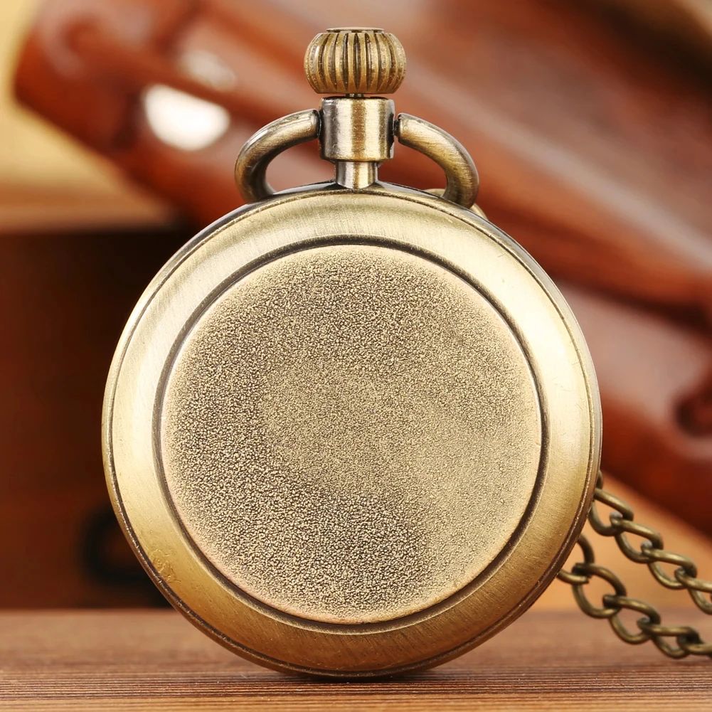 Vintage Steampunk Pocket Watch Quartz Necklace with Roman Numerals