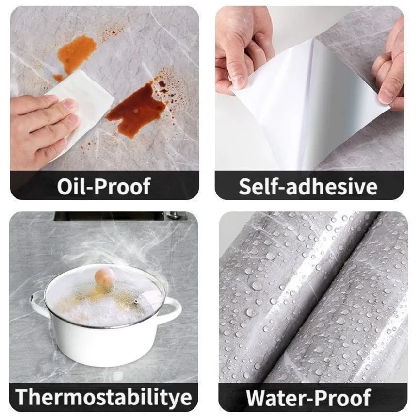 Waterproof Marble Peel and Stick Wallpaper – Modern Self-Adhesive Kitchen & Bathroom Contact Paper