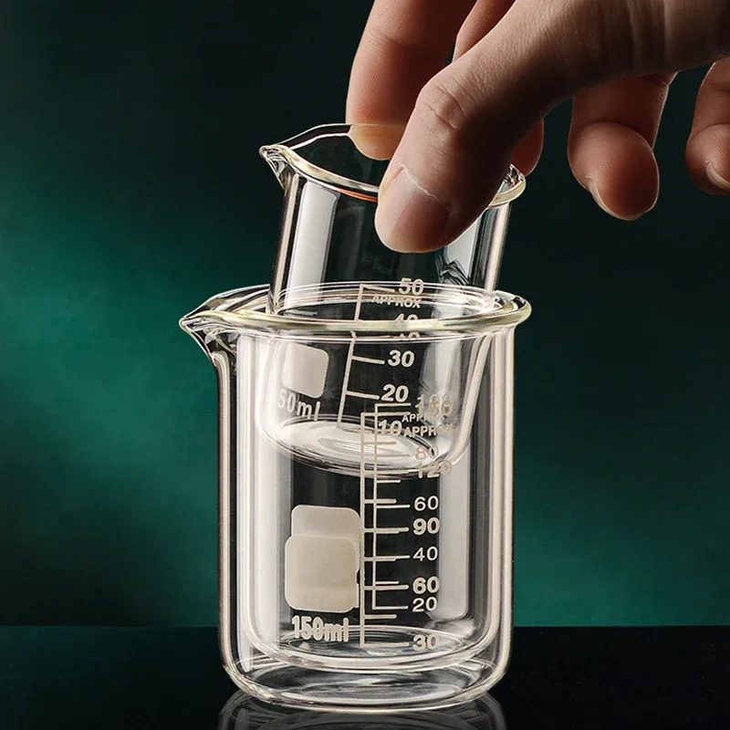 Multifunction High Borosilicate Glass Beaker, Clear Measuring Cup with Scale for Home and Laboratory Use