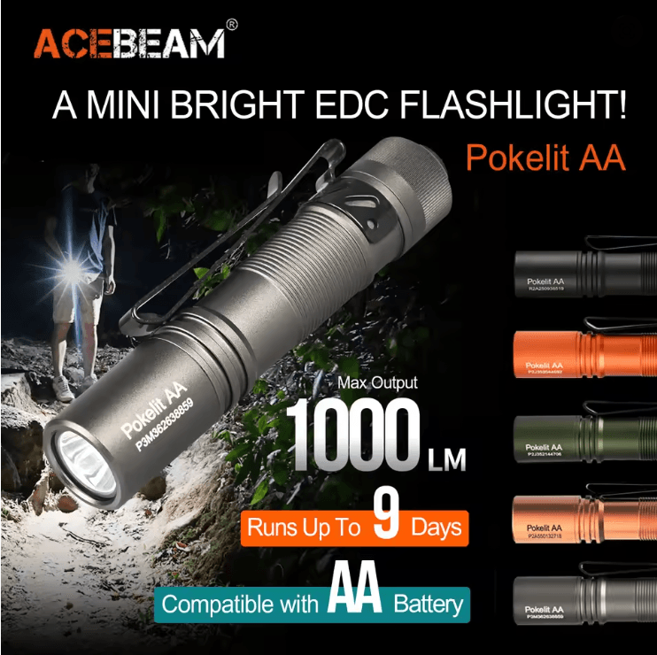 ACEBEAM Pokelit AA EDC Flashlight with 1000 Lumens and USB C Rechargeable Design