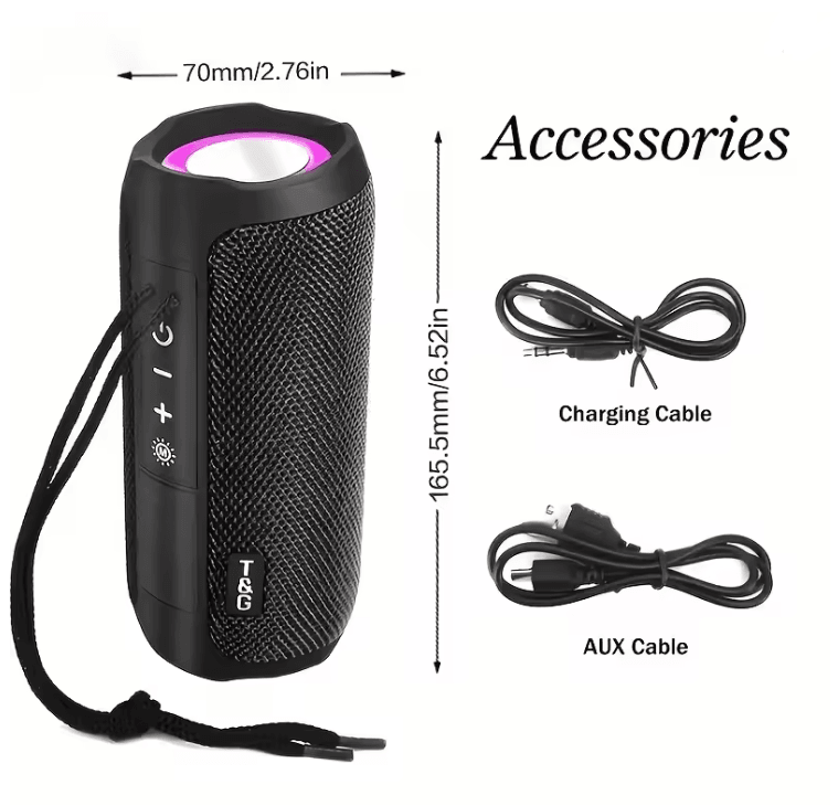 Portable Wireless Bluetooth Speaker with LED Light and FM Radio