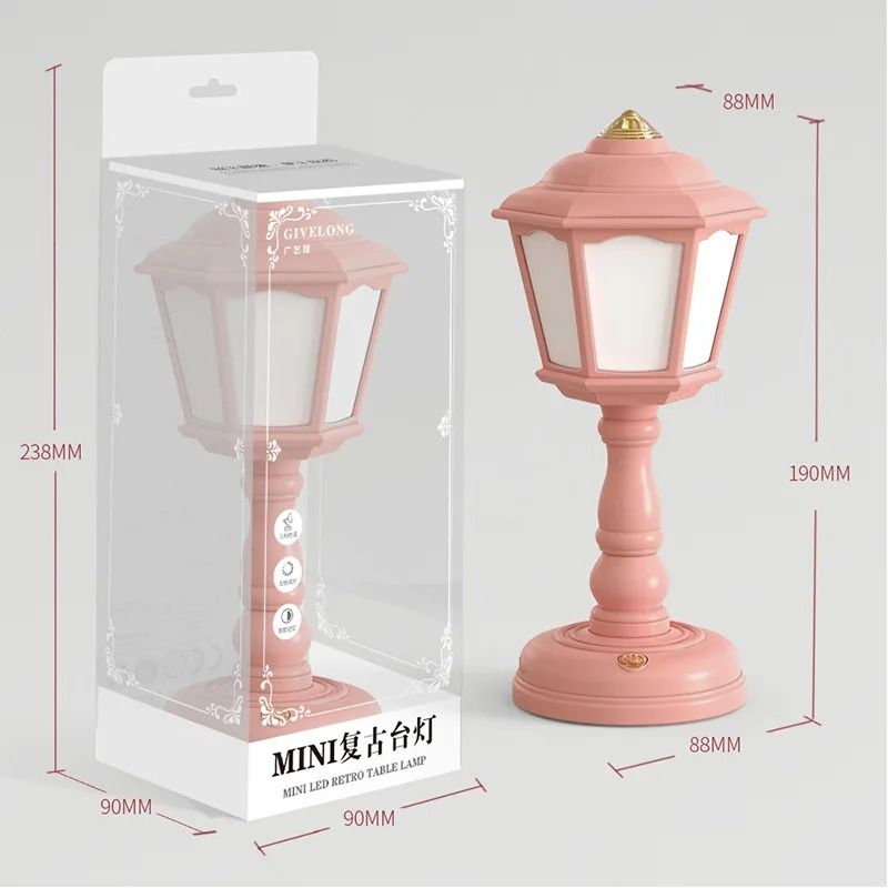 Mini Retro LED Desk Lamp with USB Rechargeable Touch Control