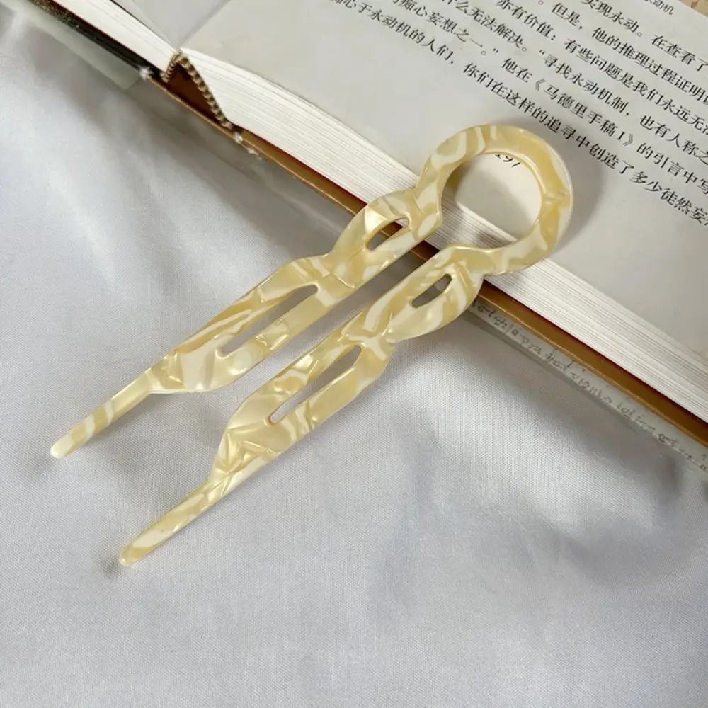 U-Shaped Acetate Hair Stick and Professional Bun Clip