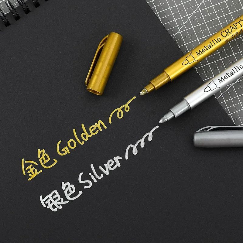 Permanent Gold & Silver Metallic Marker Pens – Shiny Art Markers for Crafts, Scrapbooking & DIY Projects