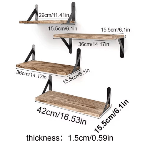 Natural Wood Wall Shelves Wall Mounted Decorative Storage for Home