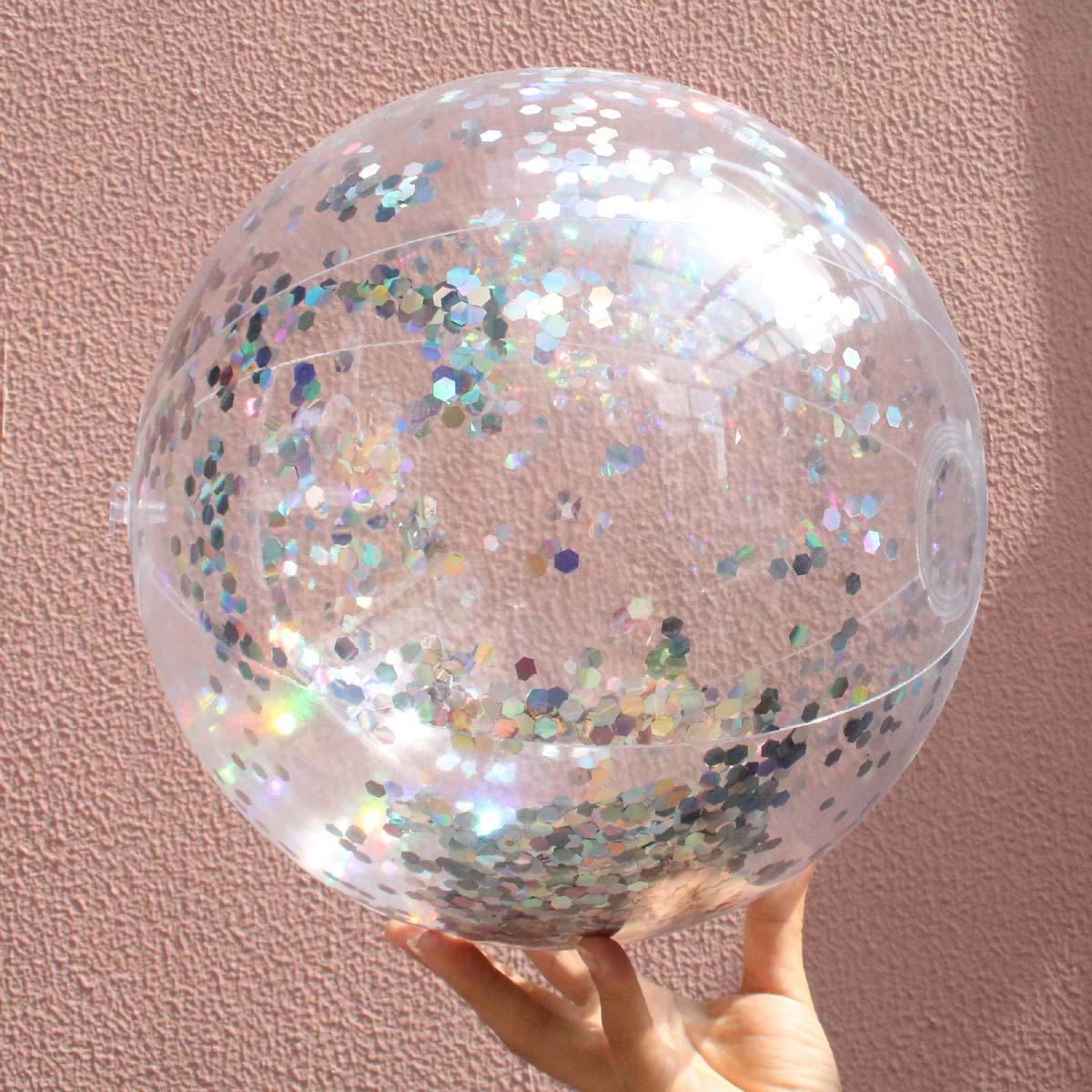 Blue Transparent Glitter Beach Ball Inflatable Pool Party Toy