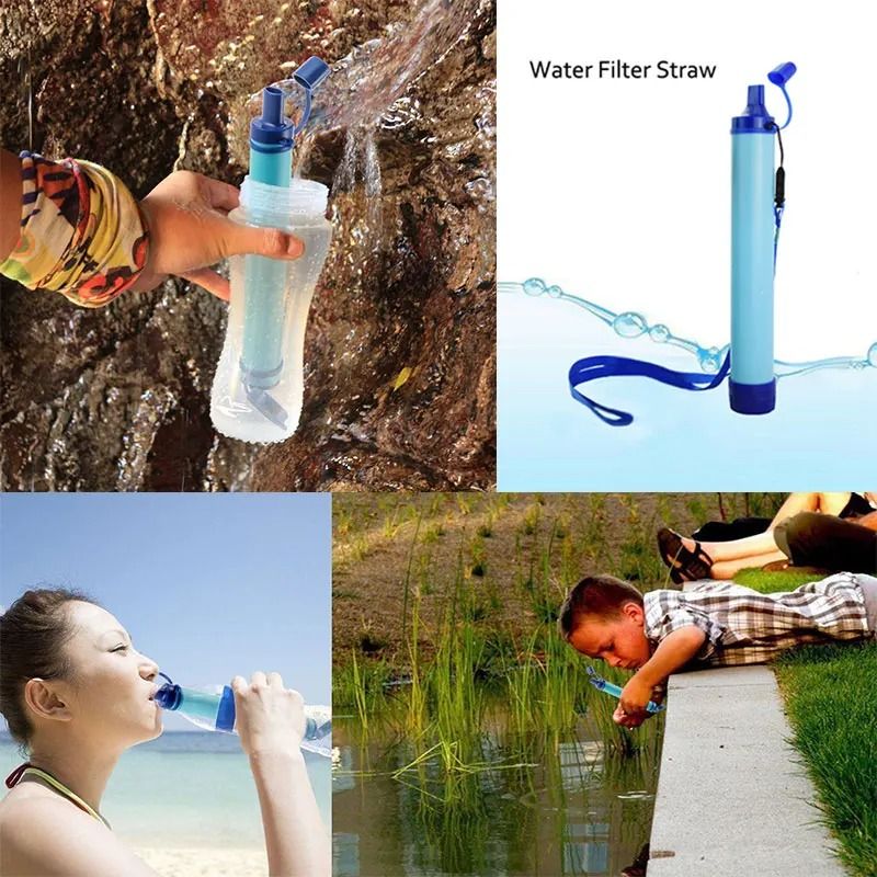 Outdoor Mini Water Filter Straw – Portable 4-Stage Camping Water Purifier for Hiking, Survival, and Emergency Use