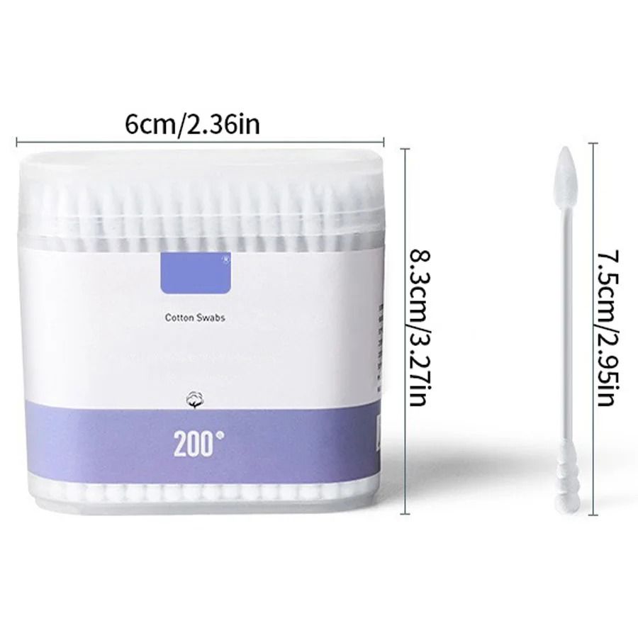 200-Count Pure Cotton Double-Ended Makeup Cotton Swabs – Precision Cleaning & Gentle Removal