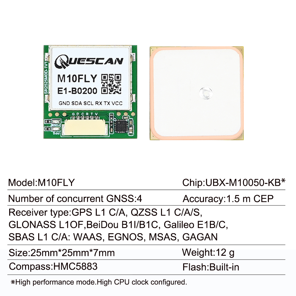 M10FLY 10Hz M10 GPS Module with Compass for Drone FPV, GNSS Sensor Compatible with Betaflight, Ardupilot, INAV