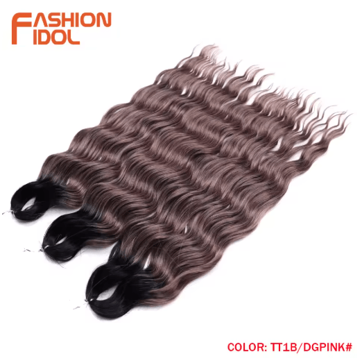 Anna Hair 24 Inch Loose Deep Wave Synthetic Crochet Braiding Hair Ombre Blonde Water Wave