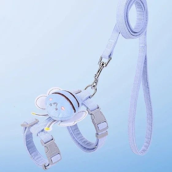 Cartoon Bee Cat Harness Leash Set