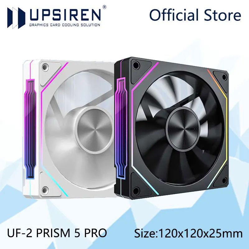 UPSIREN UF-2 PRISM 5 PRO 120mm ARGB Case Fan – High Airflow PC Cooling Fan (Regular or Reverse Blade)