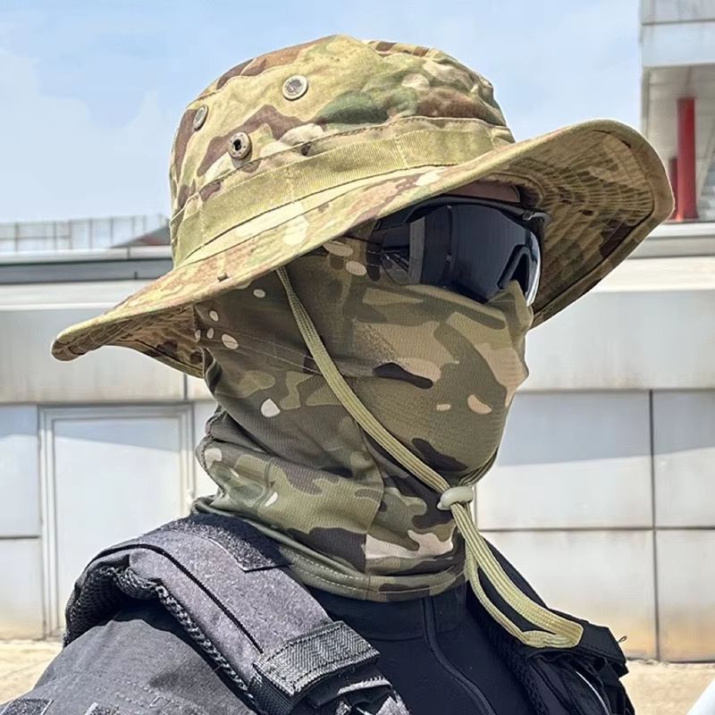 CamoShield Foldable Boonie Cap & Balaclava Hat Suit – Wide-Brim Outdoor Sun-Protection Cap