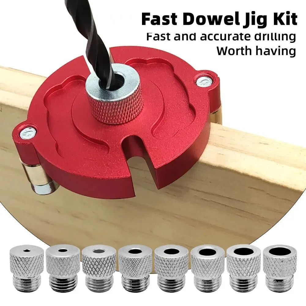 Self-Centering Dowel Jig Kit .12–.39 in – Aluminum Drill Guide with Metal Bushings for Accurate Woodworking Joints