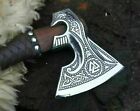 Handmade Engraved Viking Axe | 19 Inch High Carbon Steel Blade with 6 Inch Edge | Free Premium Leather Sheath