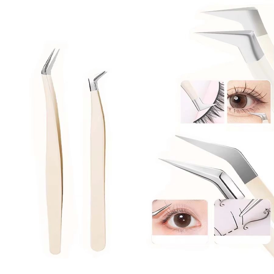 Premium Stainless Steel Eyelash Extension Tweezers Rose Gold