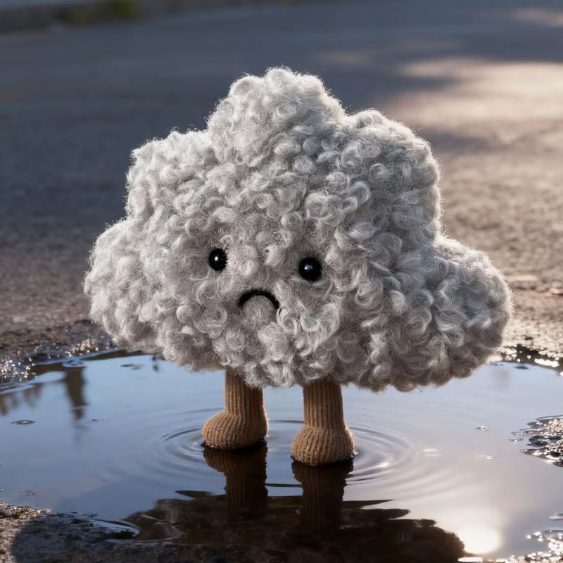 Kawaii Soft Sad Cloud Plush Toy 6.3in Gray Cloud Throw Pillow Plush Doll Gift