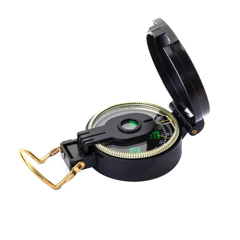 Portable Green Folding Lens Compass  Multifunctional Outdoor Gadget for Hiking, Camping, and Sports