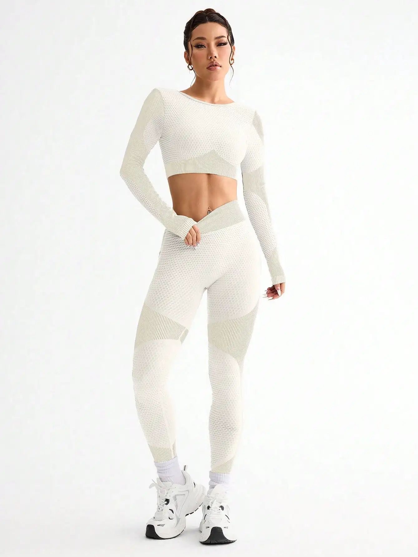 Womens Seamless Yoga & Running Set – Breathable Sports Bra and High-Waist Fitness Leggings (2-Piece)