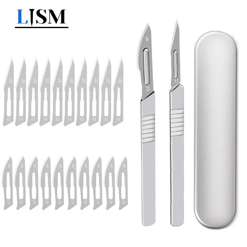 Carbon Steel Carving Scalpel Blades & Handle Kit - DIY Cutting & Repair Tool with Non-Slip Handle