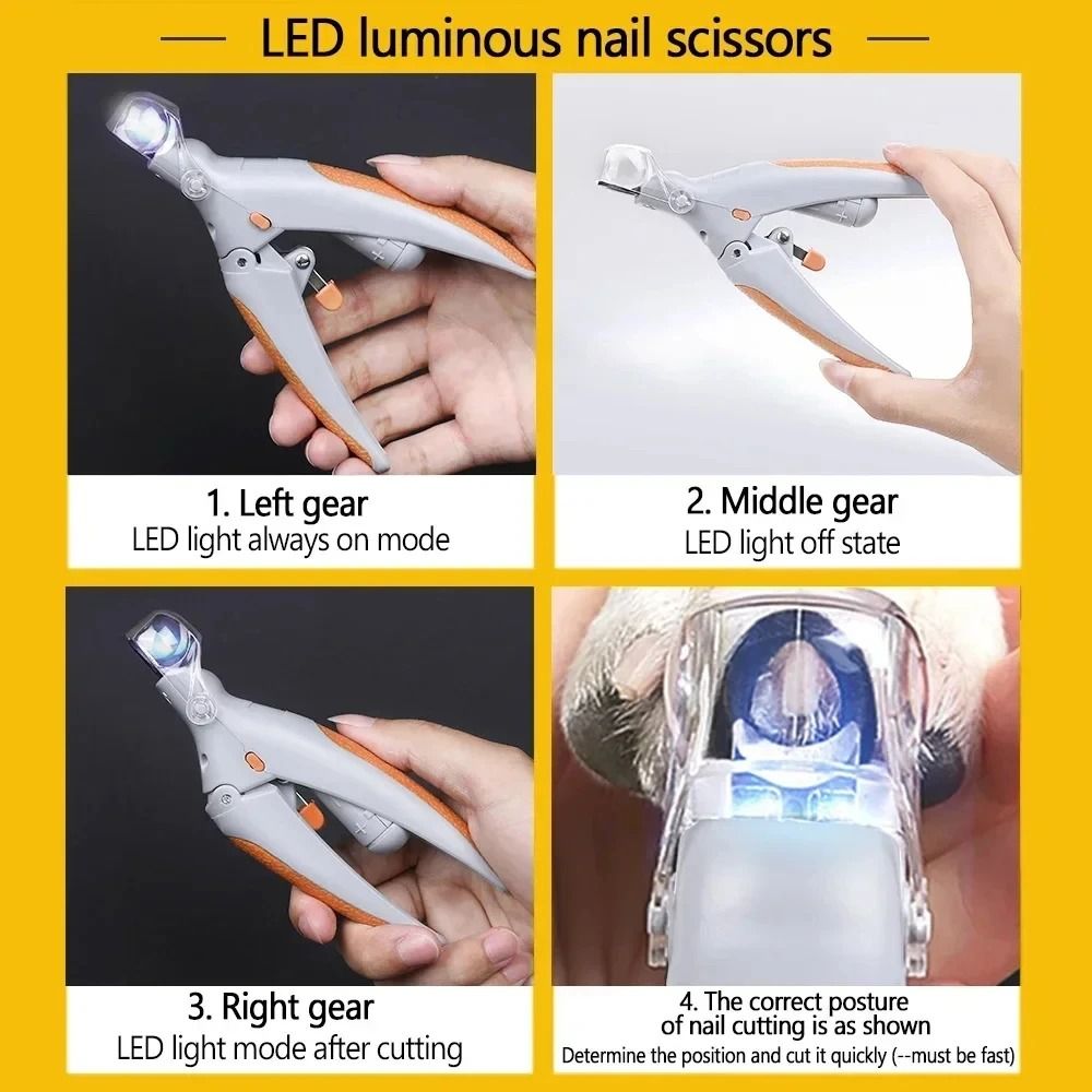 Professional LED Pet Nail Clippers with Safety Guard and Built in Nail File