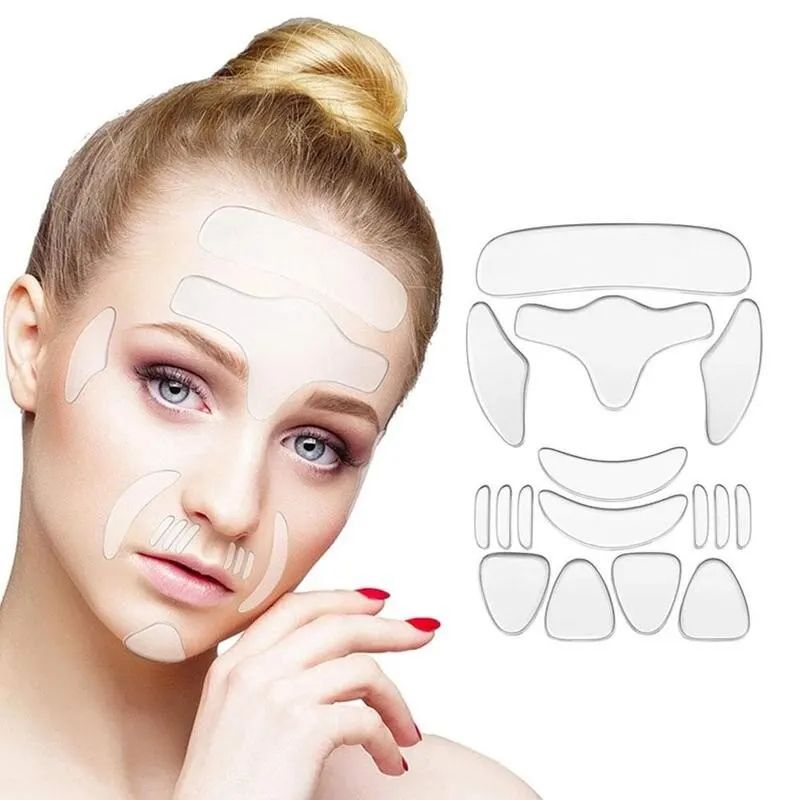 Reusable Silicone Anti Wrinkle Face and Neck Patches Set