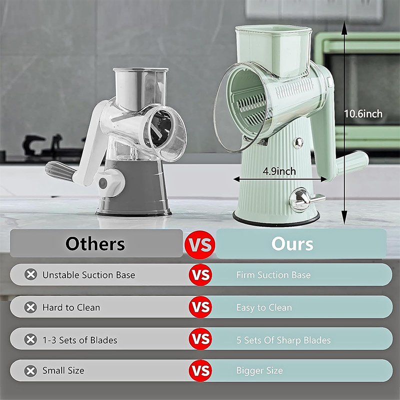 Rotary Cheese Grater & Hand Crank Vegetable Slicer Multifunction Kitchen Mandoline