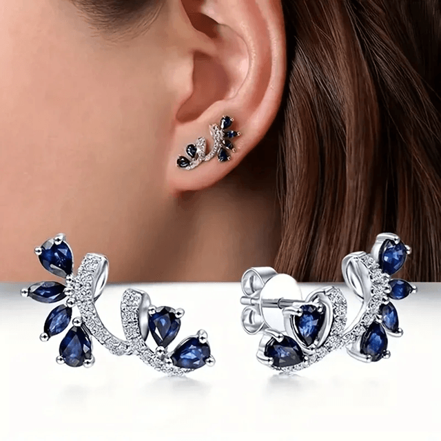 BlueBloom Zircon Flower Earrings