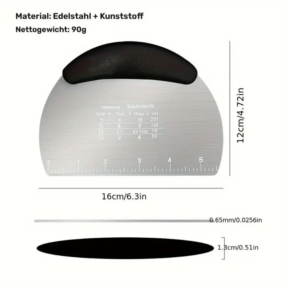 Stainless Steel Bench Scraper & Pastry Cutter with Measuring Scale, Precision Dough & Baking Tool