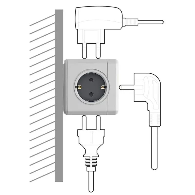 EU Power Strip Cube with 5 AC Outlets