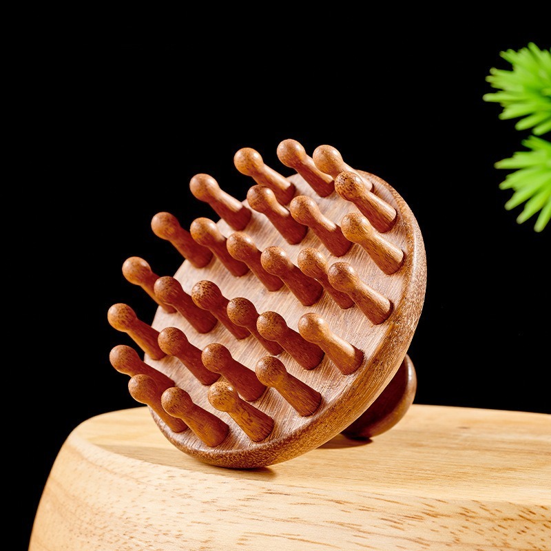Sandalwood Scalp Massager Comb Natural Wooden Meridian Therapy Hair Brush
