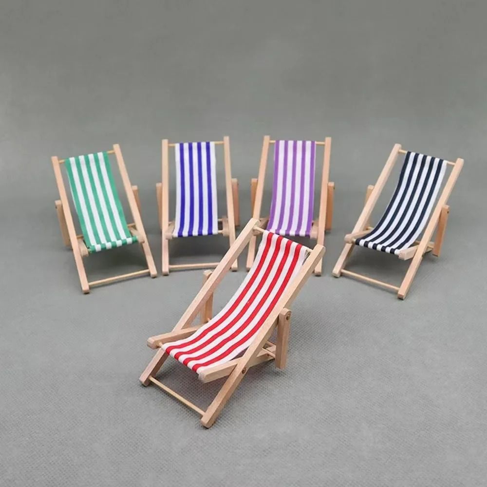 Dollhouse Beach Chair Mini Folding Furniture for 1 12 Dollhouse Beach Scene Decor
