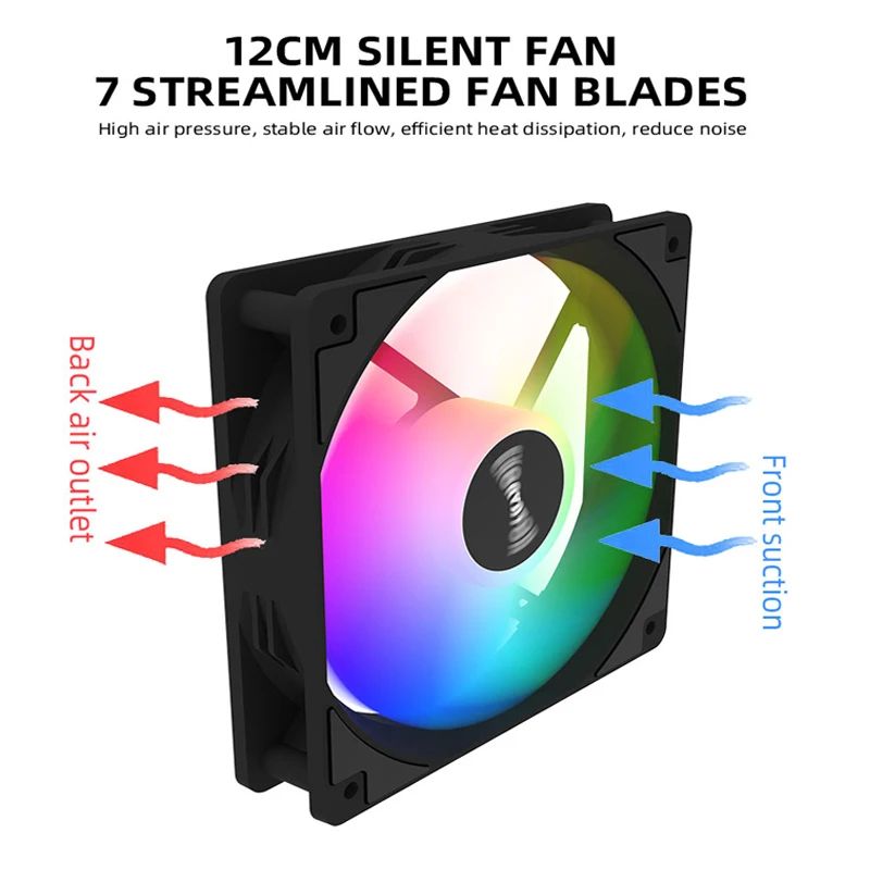 120mm RGB PC Case Cooling Fan 12V High-Airflow Computer Cooler