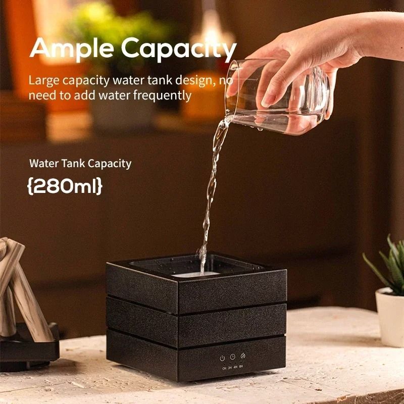 Simulated Flame Aroma Diffuser with LED Light and Cool Mist