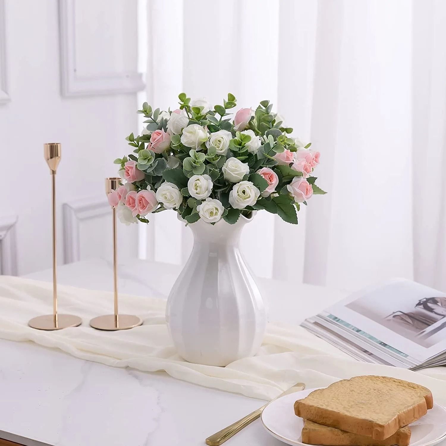Grand Botanical Silk Rose & Eucalyptus Bouquet