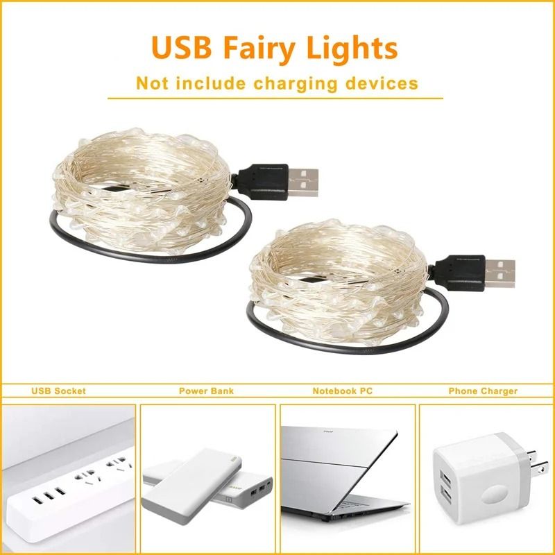 USB LED Fairy Lights Copper Wire String Light