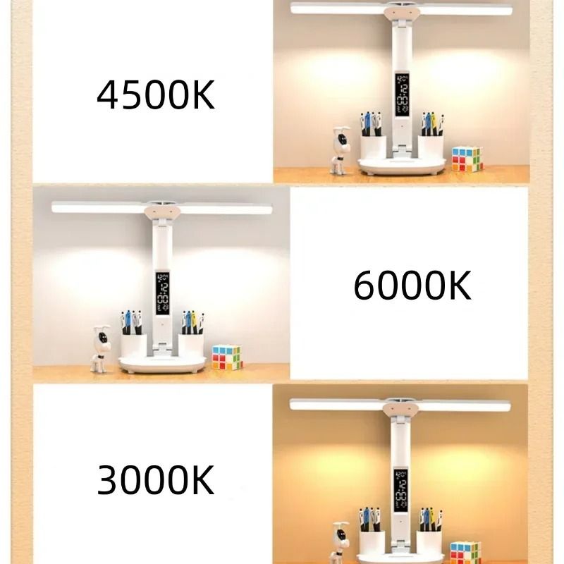 Double-Headed LED Table Lamp – Eye-Protection Reading Light with Smart Display