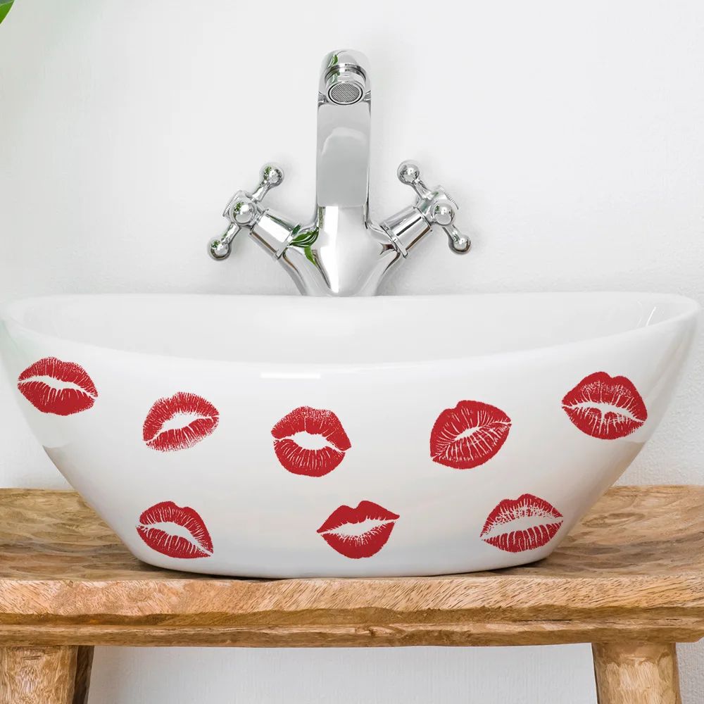 Red Lip Print Wall Sticker for Bedroom and Bathroom Decor