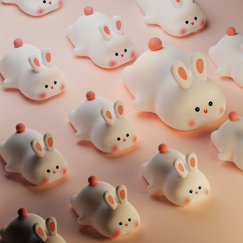 Silicone Night Light for Bedroom, Cute Rabbit Shaped USB Rechargeable Bedside Lamp, Eye Protection Desk Lighting