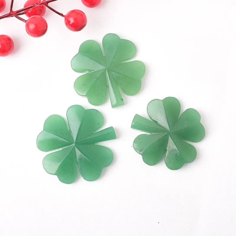 Aventurine Four Leaf Clover Crystal Decor Natural Stone Lucky Charm Gift