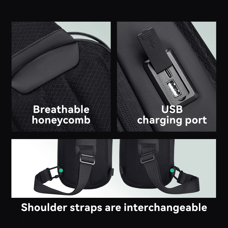 Waterproof Crossbody Bag with USB Port, MarkRyden Ratio Arc Mini Hard-Shell Daily Shoulder Bag